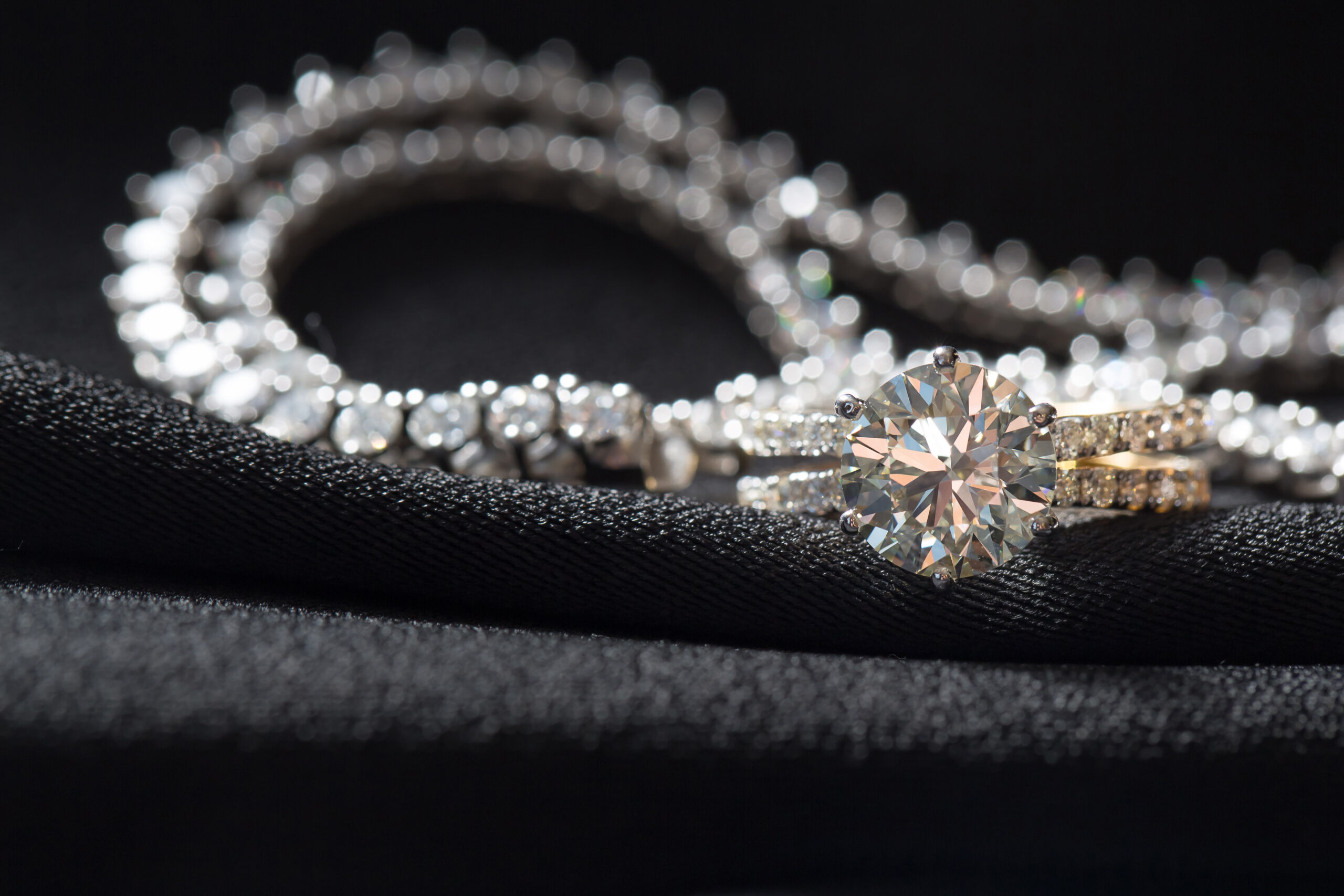 Image of a diamond ring and necklace